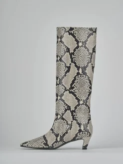 Outlet Stivali tacco 5cm pitone Donna Stivali Tacco Alto