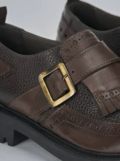 Hot Stringate tacco 2cm pelle testa Donna Stringate