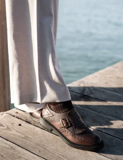 Hot Stringate tacco 2cm pelle testa Donna Stringate